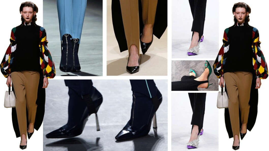 PÅ CATWALKEN: Marni, Balenciaga og Versace har tenkt likt for høstsesongen. Nå er nemlig leggingsene tilbake, men denne gangen med et feste som går under foten! Foto: Scanpix, Skjermdump fra Instagram/pernilleteisbaek PÅ CATWALKEN: Marni, Balenciaga og Versace har tenkt likt for høstsesongen. Nå er nemlig leggingsene tilbake, men denne gangen med et feste som går under foten! Foto: Scanpix, Skjermdump fra Instagram/pernilleteisbaek