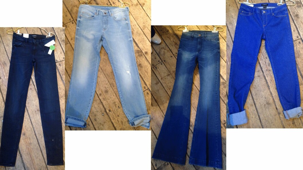JEANS: Hva skal man velge? Rette jeans, boyfriend-versjonen, slengbukse eller de med ankellengde (fra venstre til høyre)? Les alle tipsene over. Foto: Ida Sandli Jensen JEANS: Hva skal man velge? Rette jeans, boyfriend-versjonen, slengbukse eller de med ankellengde (fra venstre til høyre)? Les alle tipsene over. Foto: Ida Sandli Jensen