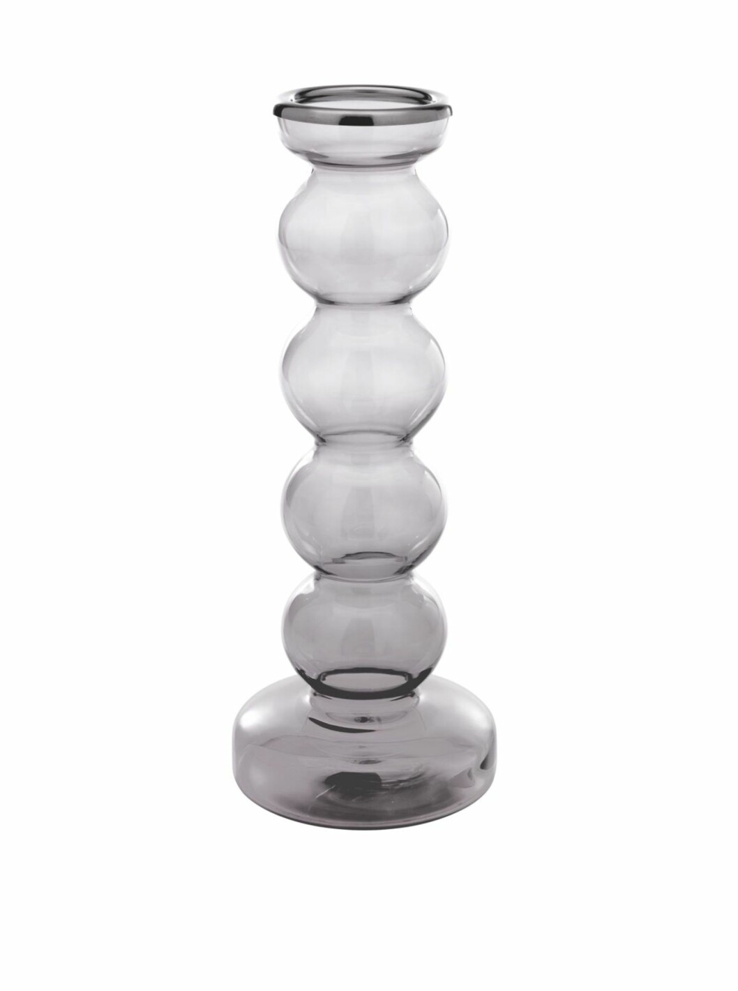 <strong>RUNDE FORMER:</strong> «Sittning» lysestake for kubbelys i røkfarget glass, høyde 43 cm (kr 149, Ikea).
Foto: Produsenten <strong>RUNDE FORMER:</strong> «Sittning» lysestake for kubbelys i røkfarget glass, høyde 43 cm (kr 149, Ikea).
Foto: Produsenten