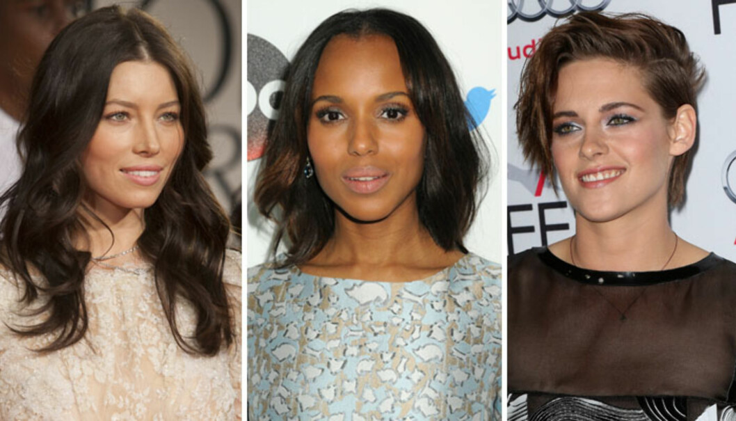 OVALT FJES: Jessica Biel, Kerry Washington og Kristen Stewart. Foto: All Over Press OVALT FJES: Jessica Biel, Kerry Washington og Kristen Stewart. Foto: All Over Press
