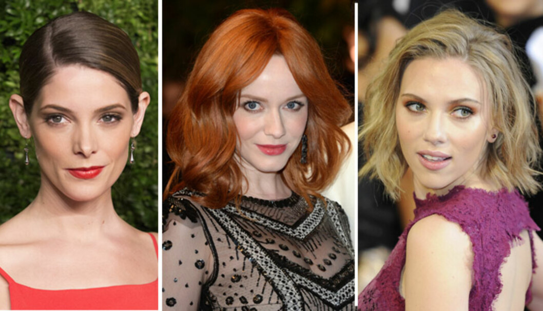 DIAMANTFORMET FJES: Ashley Greene, Christina Hendricks og Scarlett Johanssen. Foto: All Over Press DIAMANTFORMET FJES: Ashley Greene, Christina Hendricks og Scarlett Johanssen. Foto: All Over Press