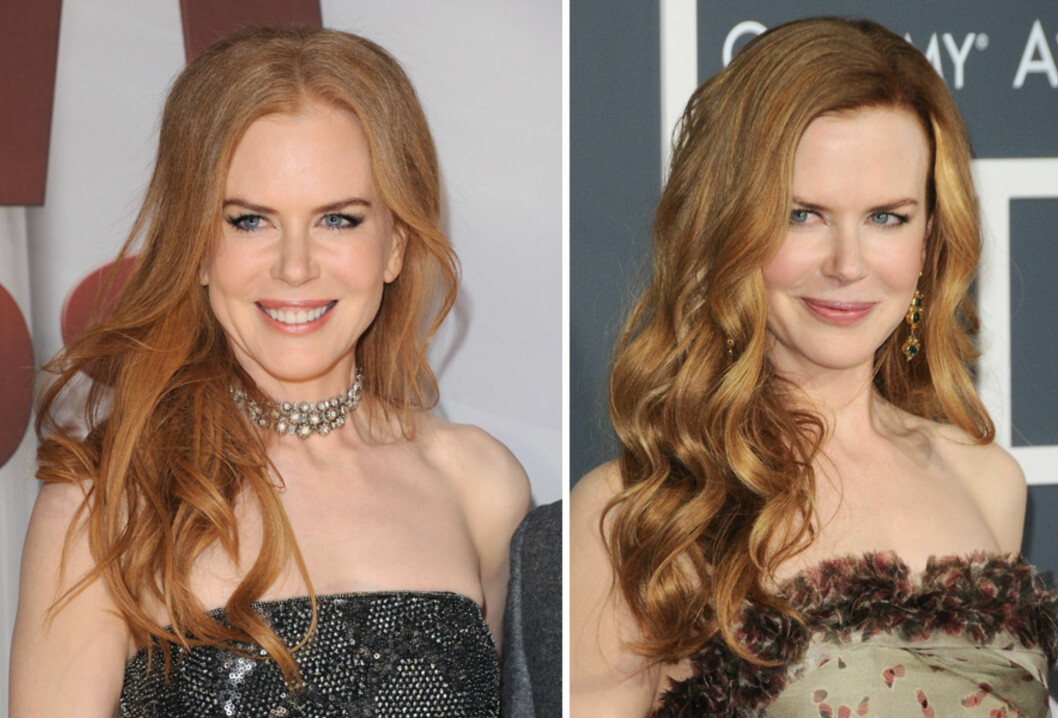 <strong>SATS PÅ NATURLIG:</strong> Nicole Kidman ser eldre ut med hjelmfarget hår. Mye bedre blir det med hår i naturlige fargenyanser med solstriper. Foto: All Over Press <strong>SATS PÅ NATURLIG:</strong> Nicole Kidman ser eldre ut med hjelmfarget hår. Mye bedre blir det med hår i naturlige fargenyanser med solstriper. Foto: All Over Press