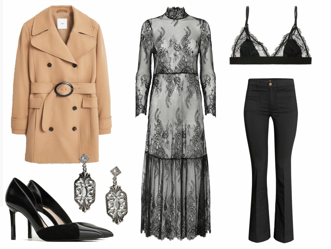 FESTKJOLEN: Kombiner en bukse og trekant-BH under blondene for en utradisjonell og kul look.
SHOP STILEN: Kåpe fra Mango, kr 899. Pumps fra Zara, kr 399. Øredobber fra Monki, kr 80. Kjole fra Ganni, kr 1899. BH fra Love Stories Intimates, kr 500. Bukser fra H&M, kr 249. Foto: Produsentene FESTKJOLEN: Kombiner en bukse og trekant-BH under blondene for en utradisjonell og kul look.
SHOP STILEN: Kåpe fra Mango, kr 899. Pumps fra Zara, kr 399. Øredobber fra Monki, kr 80. Kjole fra Ganni, kr 1899. BH fra Love Stories Intimates, kr 500. Bukser fra H&M, kr 249. Foto: Produsentene