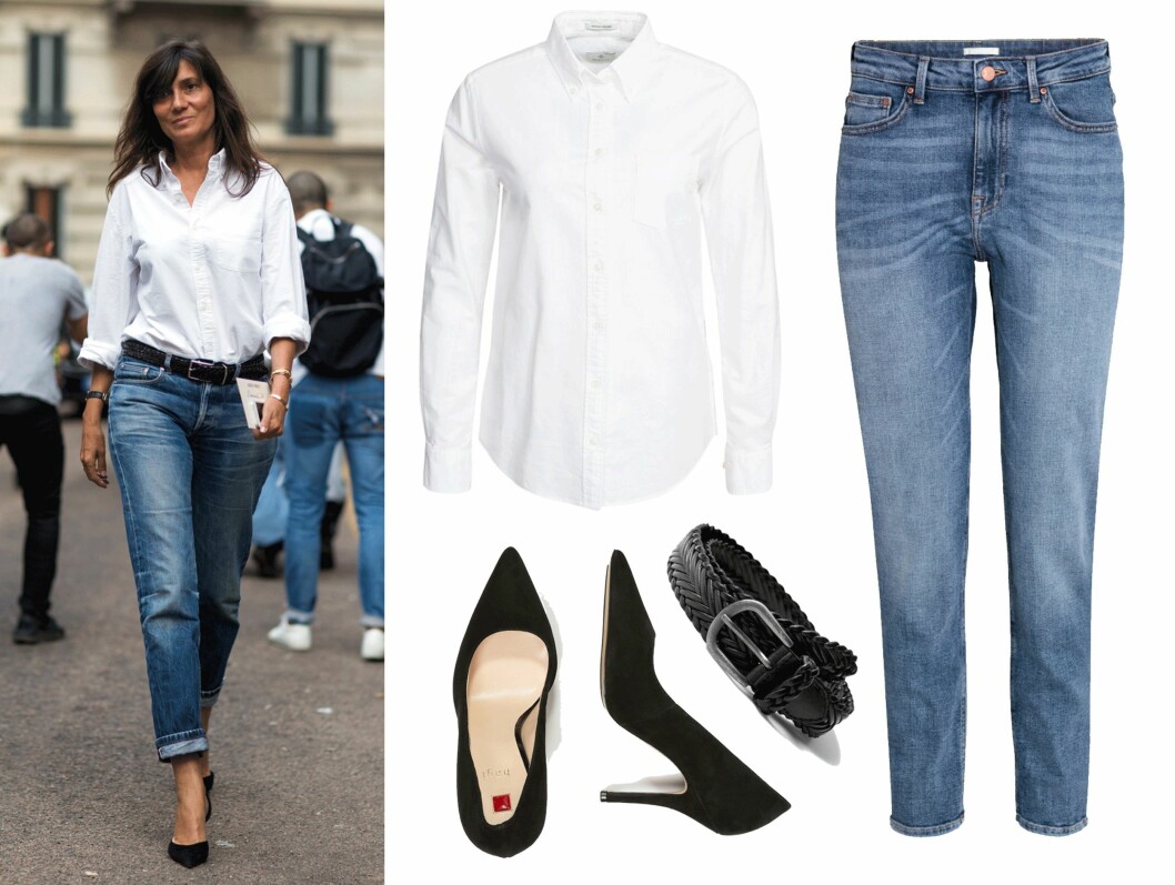 ANTREKK 2: Skjorte fra Gant via Nelly.com, kr 995. Hæler fra Högl via Zalando.no, kr 1465. Jeans fra H&M, kr 399. Foto: Produsenten, Nelly.com, Zalando.no ANTREKK 2: Skjorte fra Gant via Nelly.com, kr 995. Hæler fra Högl via Zalando.no, kr 1465. Jeans fra H&M, kr 399. Foto: Produsenten, Nelly.com, Zalando.no