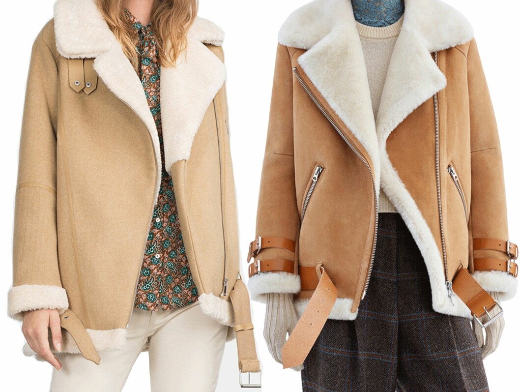 BILLIG VS DYR: Jakken til venstre er fra Zara og koster kr 1199. Jakken til høyre er fra Acne Studios og koster kr 17.995. Foto: Produsentene BILLIG VS DYR: Jakken til venstre er fra Zara og koster kr 1199. Jakken til høyre er fra Acne Studios og koster kr 17.995. Foto: Produsentene
