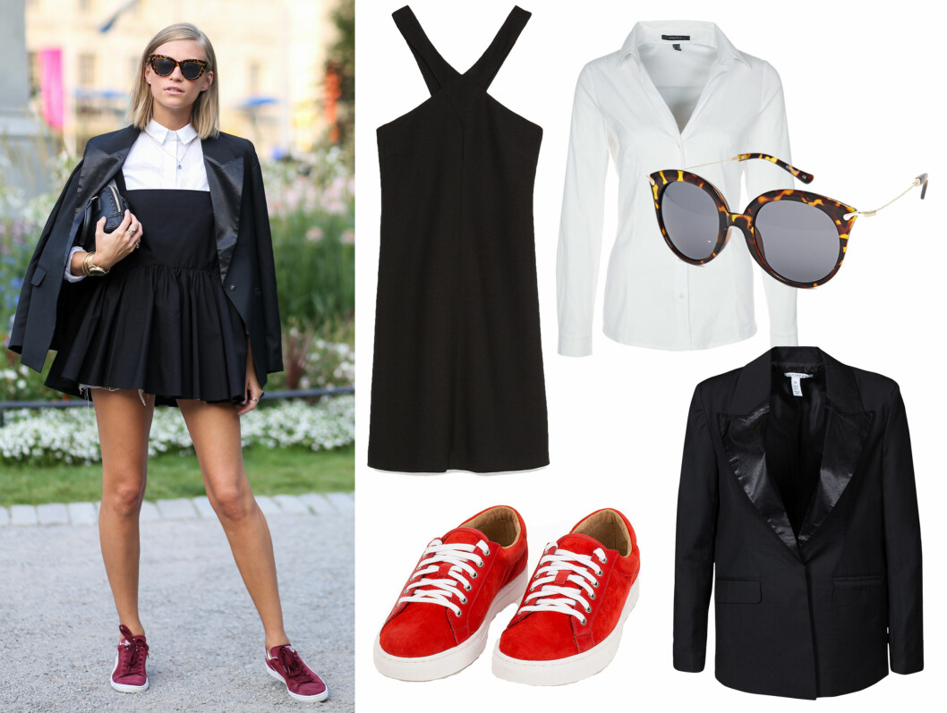 Den norske bloggeren bak bloggen Fashion Eaters, har en veldig kul stil. Hun gjør antrekket mer interessant med en skjorte under kjolen og en dressjakke hengende over skuldrene. Foto: Scanpix og Produsentene. Den norske bloggeren bak bloggen Fashion Eaters, har en veldig kul stil. Hun gjør antrekket mer interessant med en skjorte under kjolen og en dressjakke hengende over skuldrene. Foto: Scanpix og Produsentene.