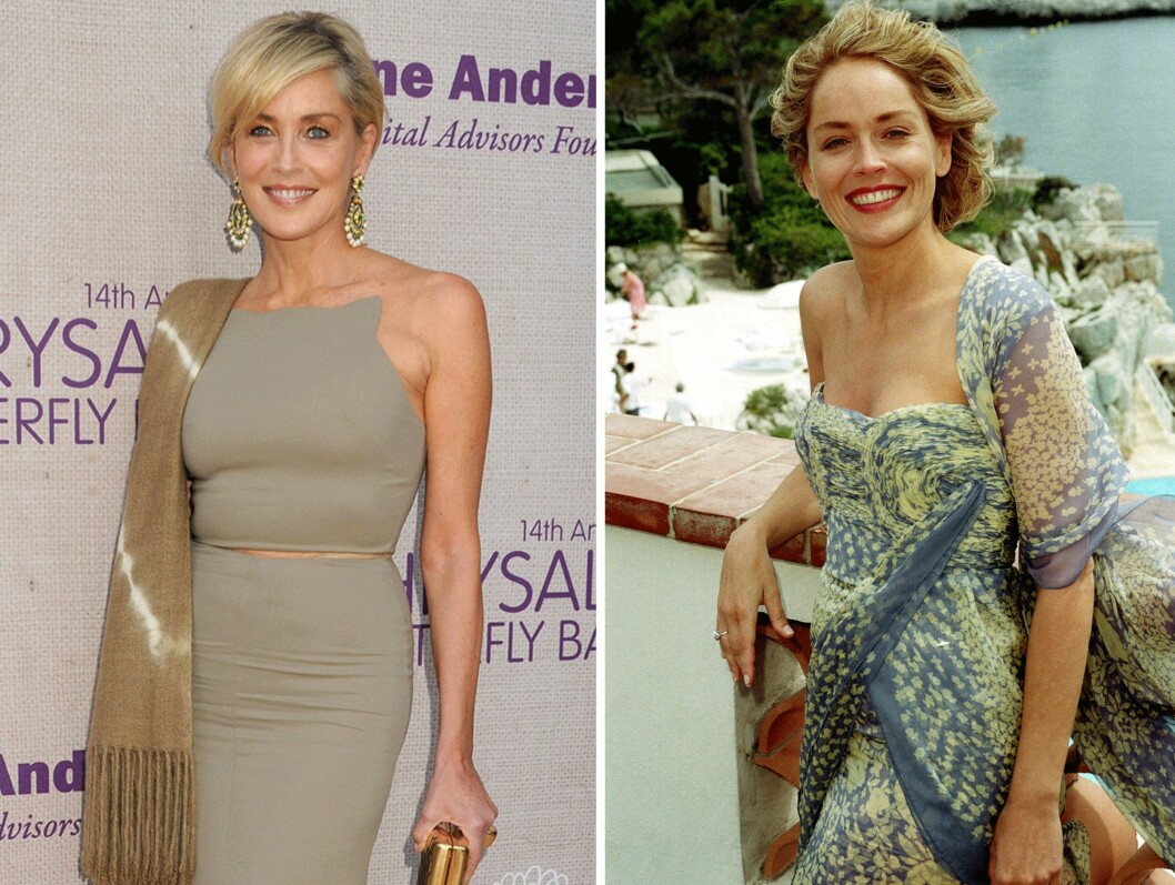 SE SÅ FLOTT: 20 år skiller disse bildene av Sharon Stone. Foto: Scanpix SE SÅ FLOTT: 20 år skiller disse bildene av Sharon Stone. Foto: Scanpix