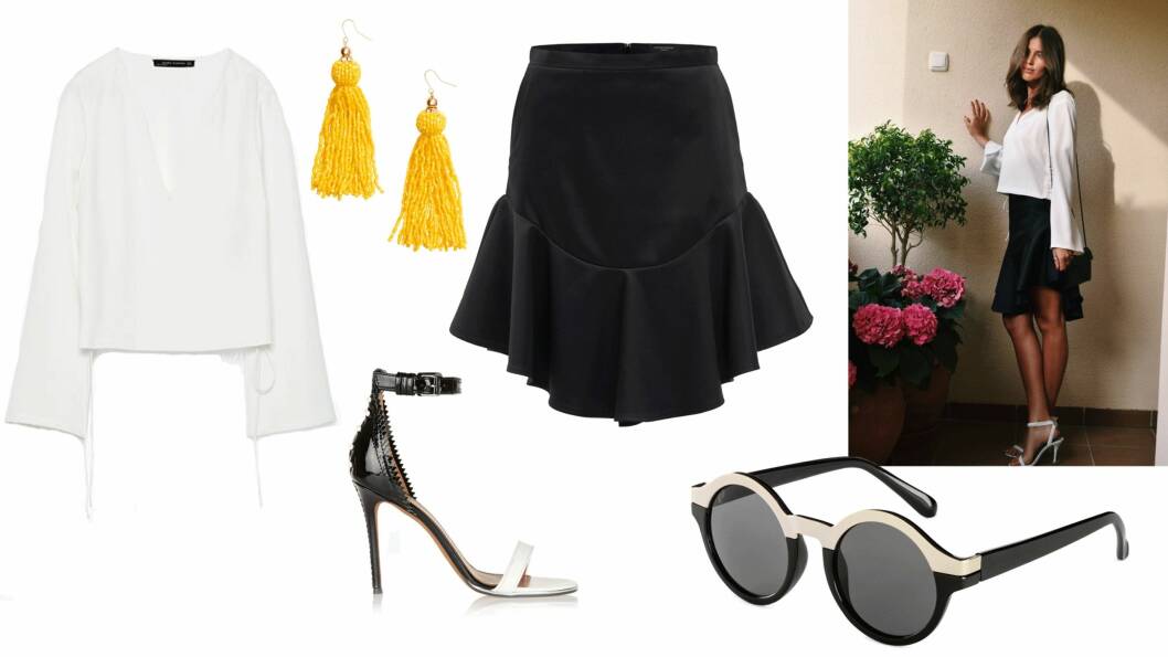 FERIESTILEN: Topp fra Zara, kr 559. Sko fra Givenchy, ca. kr 7200. Øredobber fra H&M, kr 79, 50. Solbriller fra H&M, kr 69,50. Foto: produsentene, net-a-porter.com, Darja Barannik FERIESTILEN: Topp fra Zara, kr 559. Sko fra Givenchy, ca. kr 7200. Øredobber fra H&M, kr 79, 50. Solbriller fra H&M, kr 69,50. Foto: produsentene, net-a-porter.com, Darja Barannik