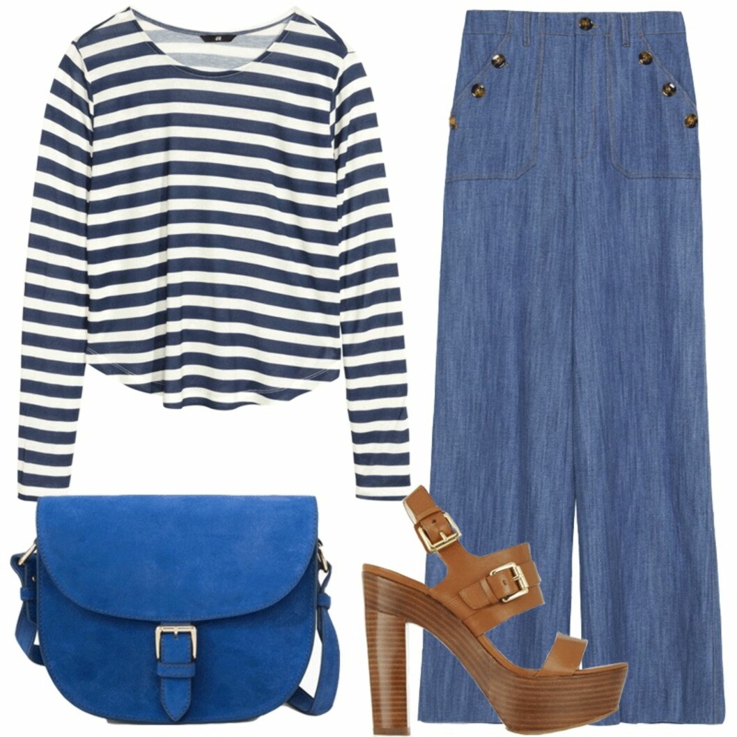 SHOP ANTREKKET: Genser fra H&M, kr 99. Veske i semsket skinn fra Mango, kr 499. Slengbukser fra Zara, kr 699. Sko fra Michael Michael Kors via net-a-porter, ca. kr 1590. Foto: Produsentene, Net-a-porter.com SHOP ANTREKKET: Genser fra H&M, kr 99. Veske i semsket skinn fra Mango, kr 499. Slengbukser fra Zara, kr 699. Sko fra Michael Michael Kors via net-a-porter, ca. kr 1590. Foto: Produsentene, Net-a-porter.com