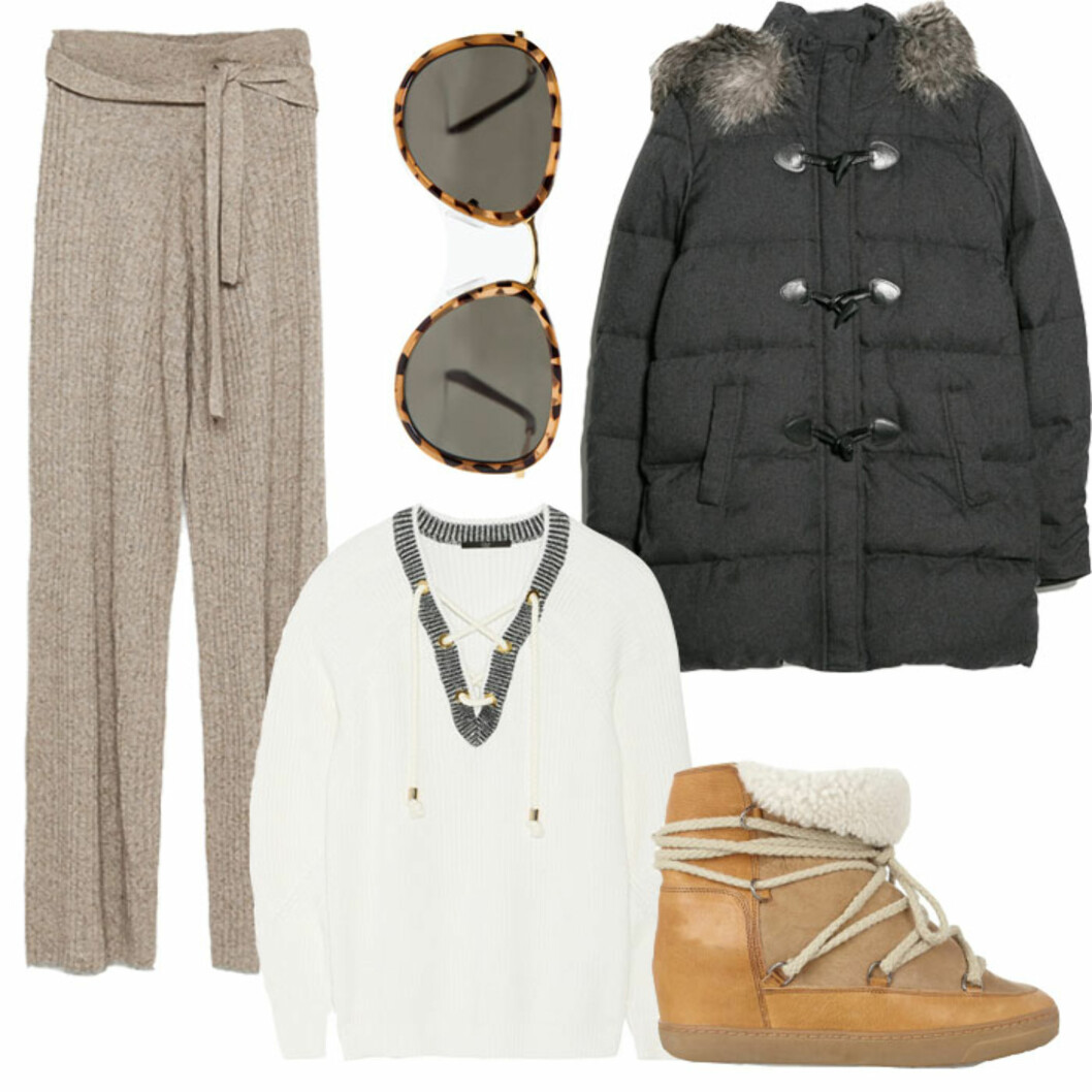 SHOP ANTREKKET: Bukser fra Zara, kr 399. Solbriller fra Zara, kr 199. Genser fra Tibi via net-a-porter, ca. kr 4455. Jakke fra Mango, kr 399. Sko fra Isabel Marant via net-a-porter, ca. kr 4905. Foto: Produsentene, Net-a-porter.com SHOP ANTREKKET: Bukser fra Zara, kr 399. Solbriller fra Zara, kr 199. Genser fra Tibi via net-a-porter, ca. kr 4455. Jakke fra Mango, kr 399. Sko fra Isabel Marant via net-a-porter, ca. kr 4905. Foto: Produsentene, Net-a-porter.com