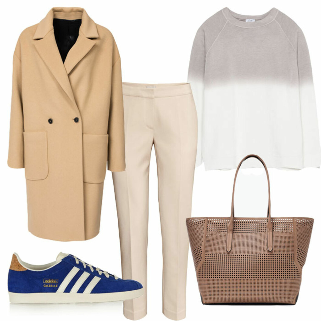 SHOP ANTREKKET: Kåpe fra MGSM, kr 3915. Sko fra Adidas Originals via net-a-porter, ca. kr 1070. Bukser fra H&M, kr 249. Vekse fra Zara, kr 559. Foto: Produsentene, Net-a-porter.com SHOP ANTREKKET: Kåpe fra MGSM, kr 3915. Sko fra Adidas Originals via net-a-porter, ca. kr 1070. Bukser fra H&M, kr 249. Vekse fra Zara, kr 559. Foto: Produsentene, Net-a-porter.com