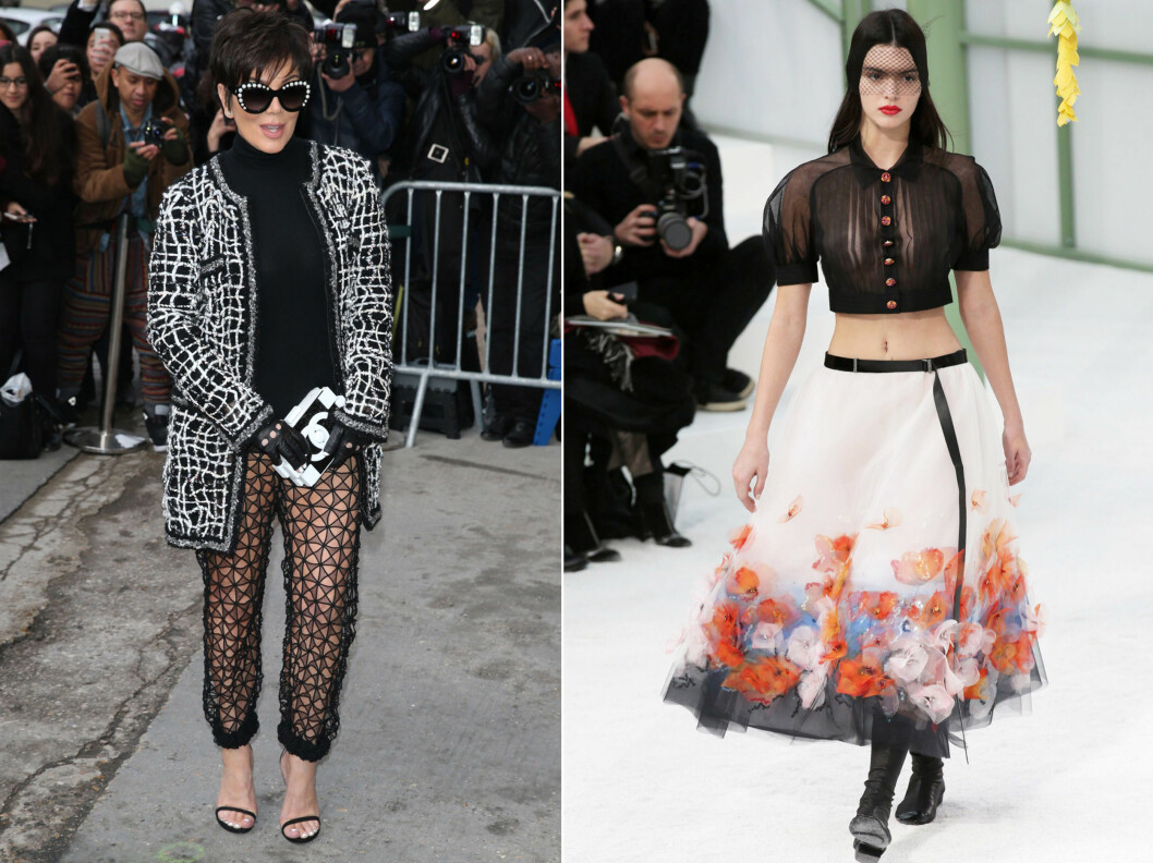 MAMMA VAR PÅ PLASS PÅ FØRSTE RAD: Kris Jenner gikk for et par luftige bukser på det spektakulære Chanel-showet i Paris, der datteren Kendall gikk visning. Foto: All Over Press MAMMA VAR PÅ PLASS PÅ FØRSTE RAD: Kris Jenner gikk for et par luftige bukser på det spektakulære Chanel-showet i Paris, der datteren Kendall gikk visning. Foto: All Over Press