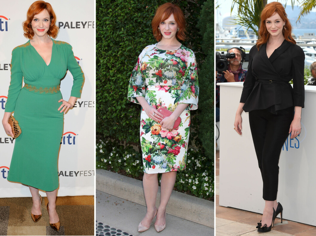 RUND HALS ELLER V-HALS?: Mad Men-stjernen Christina Hendricks er nydelig uansett, men vi tør påstå at kjolen og dressjakken med v-utringning gjør figuren og bysten hennes enda litt flottere... Foto: All Over Press RUND HALS ELLER V-HALS?: Mad Men-stjernen Christina Hendricks er nydelig uansett, men vi tør påstå at kjolen og dressjakken med v-utringning gjør figuren og bysten hennes enda litt flottere... Foto: All Over Press