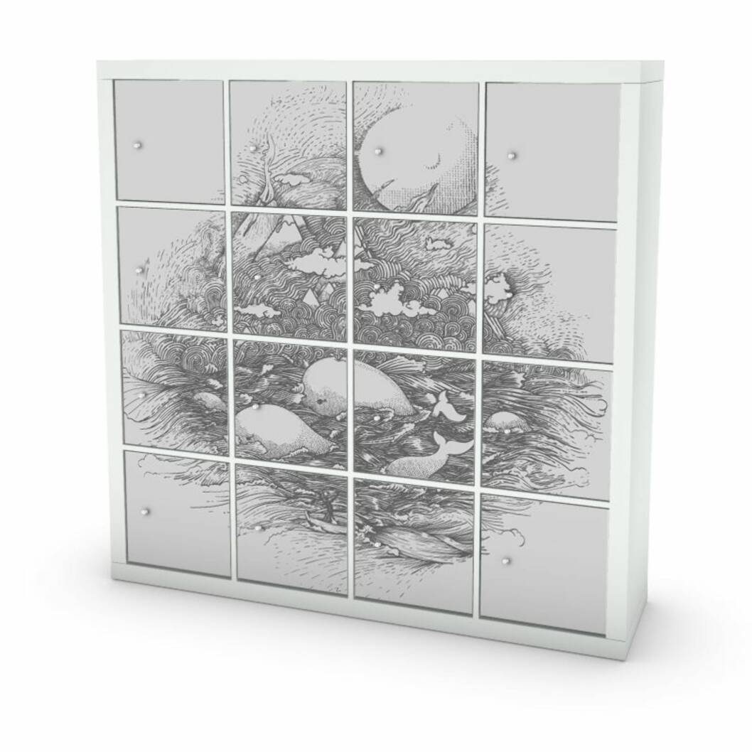 FINE FRONTER: Expedit hyllesystem blir ikke helt det samme etter å ha blitt stylet med klistrefolie fra thisismykea.com. Foto: Produsentene FINE FRONTER: Expedit hyllesystem blir ikke helt det samme etter å ha blitt stylet med klistrefolie fra thisismykea.com. Foto: Produsentene