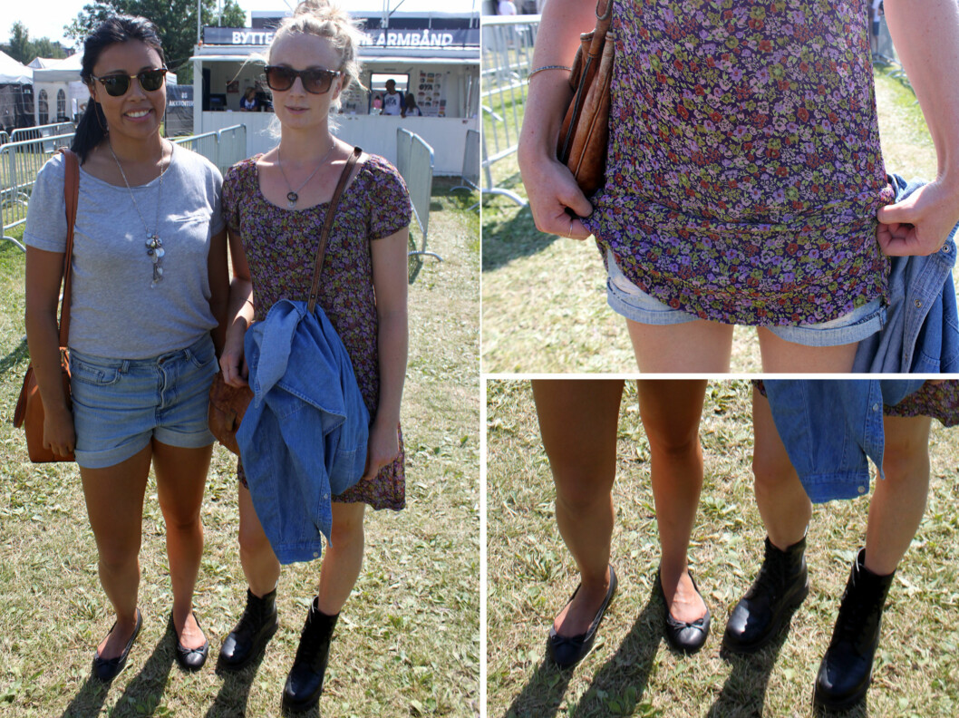 Linn og Kristin kjører komfortabelt i shorts fra Bik Bok og kjole fra Indiska. Også Kristin benytter seg av shortstrikset! Foto: Cecilie Leganger Linn og Kristin kjører komfortabelt i shorts fra Bik Bok og kjole fra Indiska. Også Kristin benytter seg av shortstrikset! Foto: Cecilie Leganger