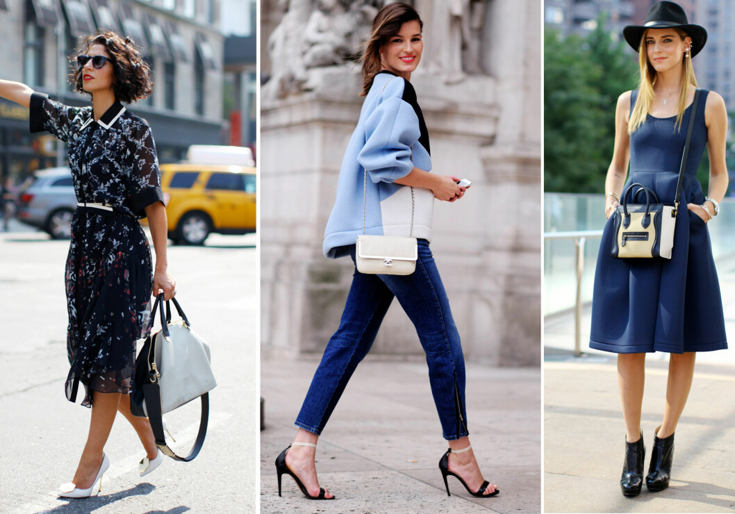<strong>CHLOÈ, CHANEL OG CÈLINE:</strong> Motepersonlighet Yasmin Sewell med stor veske fra Chloé.Hanneli Mustaparta med sin klassiske Chanel-veske i hvitt skinn. Motebloggeren Chiara Ferragni med en liten utgave av den populære vesken fra Céline. Foto: All Over Press <strong>CHLOÈ, CHANEL OG CÈLINE:</strong> Motepersonlighet Yasmin Sewell med stor veske fra Chloé.Hanneli Mustaparta med sin klassiske Chanel-veske i hvitt skinn. Motebloggeren Chiara Ferragni med en liten utgave av den populære vesken fra Céline. Foto: All Over Press