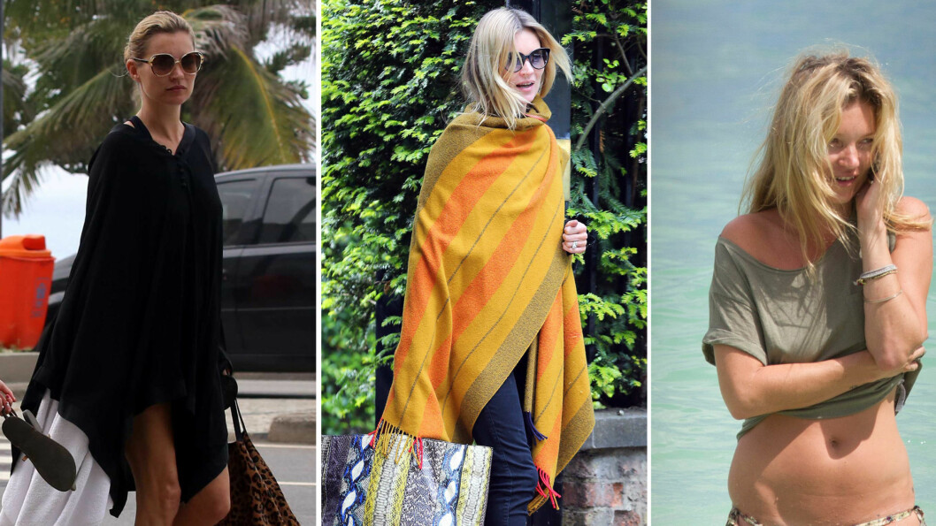 BOHEMSK CHIC: Kate Moss ser alltid like kul ut, enten hun har på seg tresko og sjal, eller vandrer rundt på stranden. Foto: All Over Press BOHEMSK CHIC: Kate Moss ser alltid like kul ut, enten hun har på seg tresko og sjal, eller vandrer rundt på stranden. Foto: All Over Press