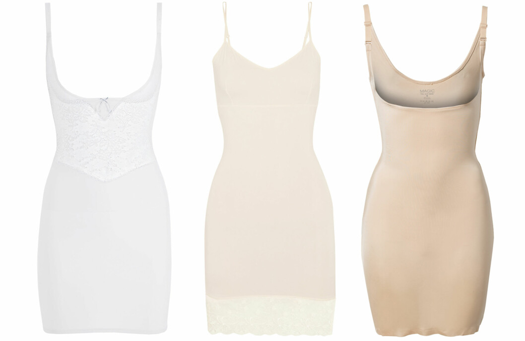 <strong>UNDERKJOLEN SOM GIR EN GLATT OG FIN SILHUETT:</strong> Perfekt under sommerkjolen, når du skal pynte deg litt ekstra. Med blonder (kr 560, Triumph), i krem (cirka kr 1000, Yummie by Heather Thomson/Net-a-Porter,com) og i stretch (kr 560, Magic/Nelly.com). Foto: Produsenter <strong>UNDERKJOLEN SOM GIR EN GLATT OG FIN SILHUETT:</strong> Perfekt under sommerkjolen, når du skal pynte deg litt ekstra. Med blonder (kr 560, Triumph), i krem (cirka kr 1000, Yummie by Heather Thomson/Net-a-Porter,com) og i stretch (kr 560, Magic/Nelly.com). Foto: Produsenter