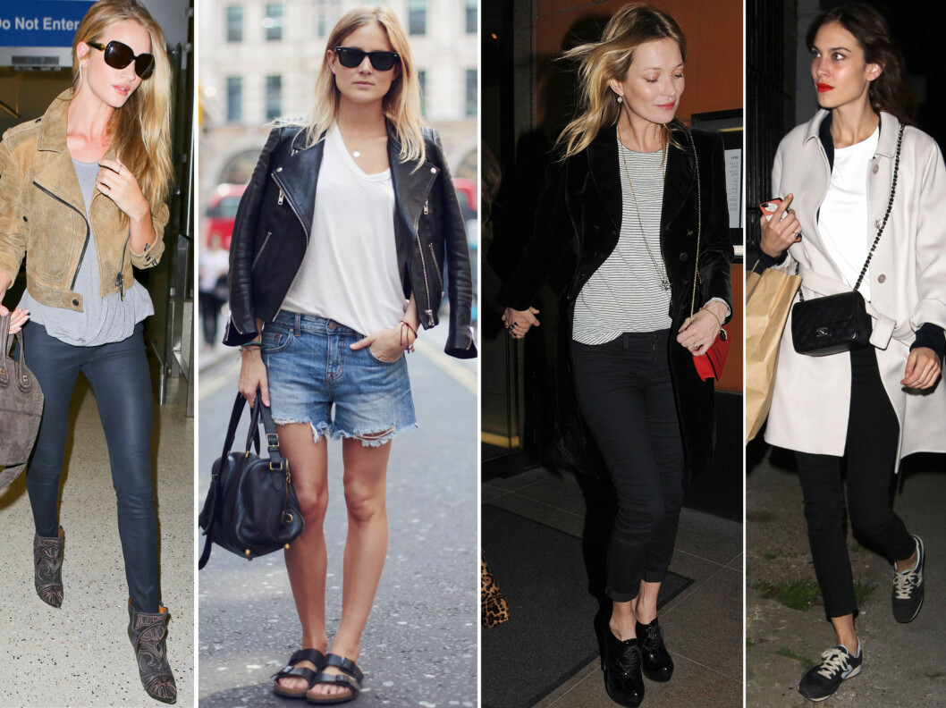 BASISPLAGGET SOM ER LITT ENKLERE Å STYLE ENN SÅ MYE ANNET: La deg inspirere av Rosie Huntington-Whiteley, Kate Moss og Alexa Chung, og bruk t-skjorten sammen med smale jeans, slitte shorts og sorte skinny skinnbukser. Da blir du stilig på en uanstrengt og avslappet måte. Foto: All Over Press BASISPLAGGET SOM ER LITT ENKLERE Å STYLE ENN SÅ MYE ANNET: La deg inspirere av Rosie Huntington-Whiteley, Kate Moss og Alexa Chung, og bruk t-skjorten sammen med smale jeans, slitte shorts og sorte skinny skinnbukser. Da blir du stilig på en uanstrengt og avslappet måte. Foto: All Over Press