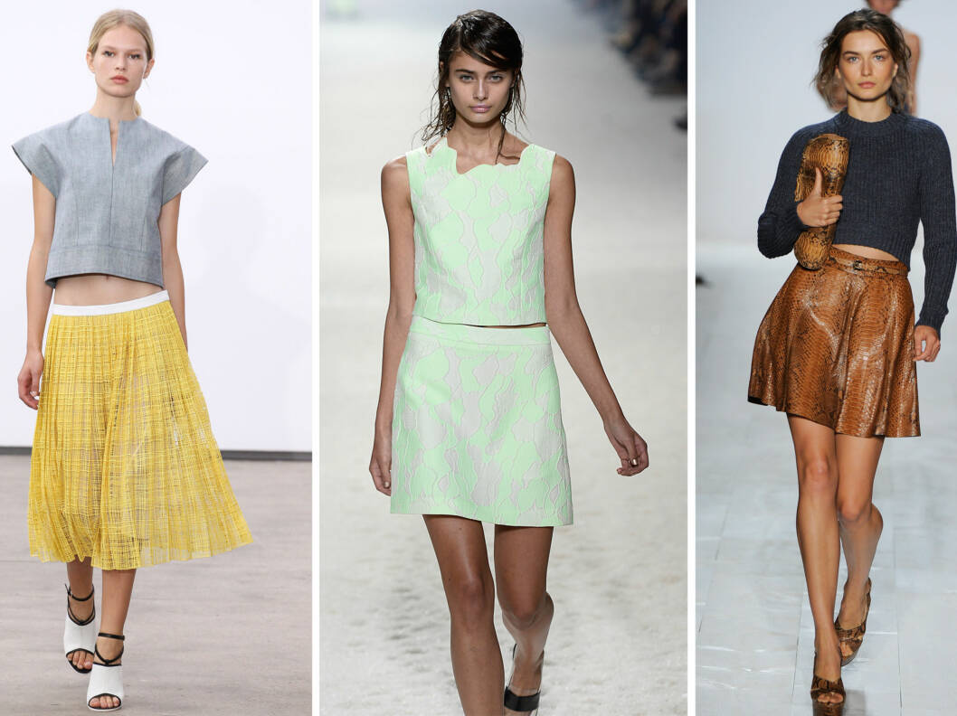 HER ER DEN NYE MAGETOPPEN: Du skal kun vise litt av magen i 2014, ifølge designere som Derek Lam, 3.1 Phillip Lim og Michael Kors. Foto: All Over Press HER ER DEN NYE MAGETOPPEN: Du skal kun vise litt av magen i 2014, ifølge designere som Derek Lam, 3.1 Phillip Lim og Michael Kors. Foto: All Over Press