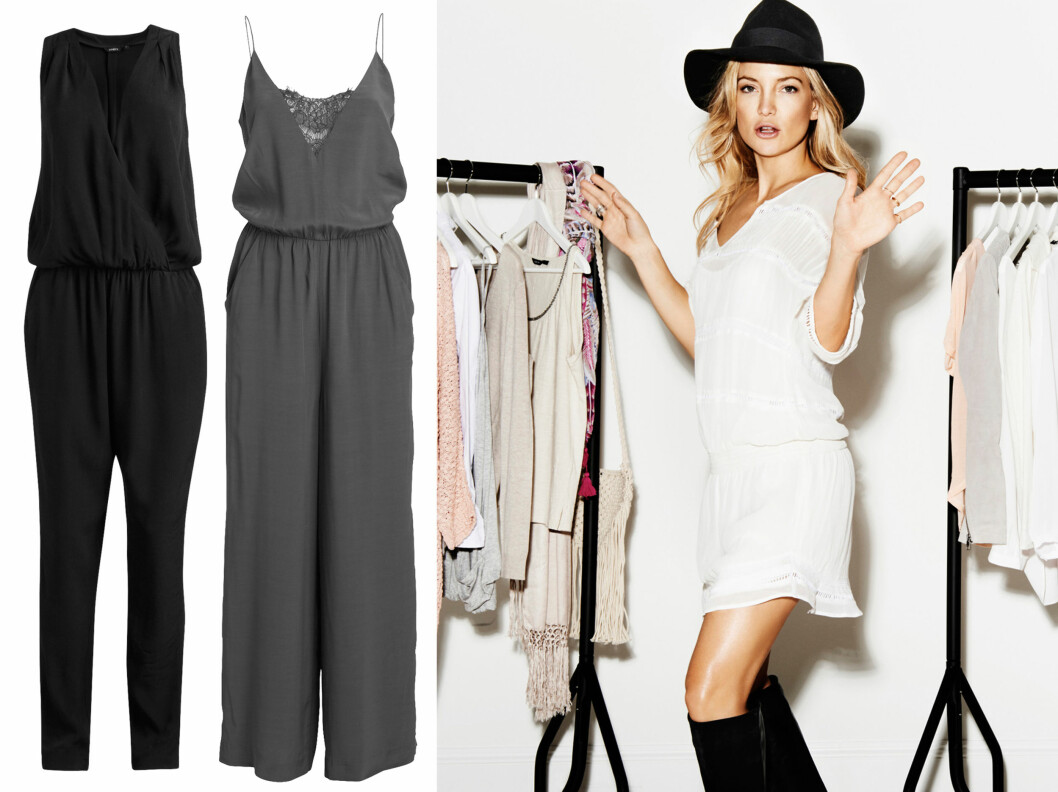 KATES FAVORITTER: Sort jumpsuit (kr 300), grå jumpsuit (kr 400) og hvit kjole (kr 500). Foto: Lindex KATES FAVORITTER: Sort jumpsuit (kr 300), grå jumpsuit (kr 400) og hvit kjole (kr 500). Foto: Lindex