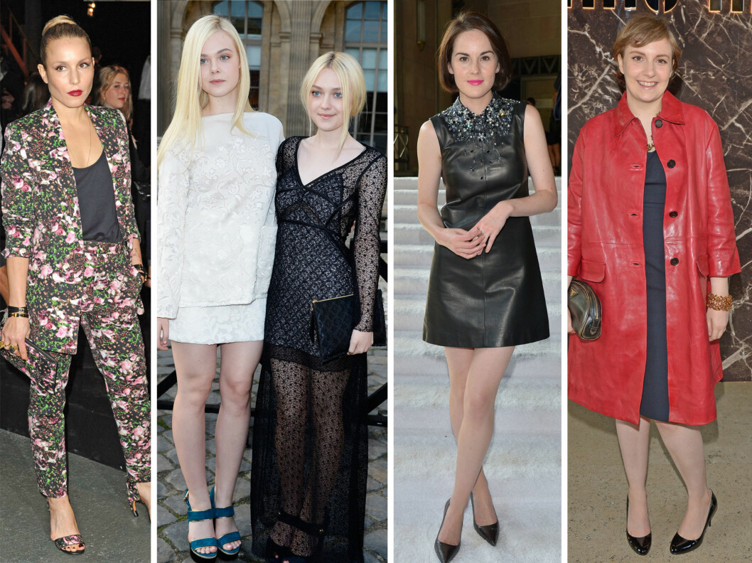 <strong>KJENDISER FRONT ROW:</strong> Noomi Rapace, Elle og Dakota Fanning, Michelle Dochery og Lena Dunham. Foto: All Over Press <strong>KJENDISER FRONT ROW:</strong> Noomi Rapace, Elle og Dakota Fanning, Michelle Dochery og Lena Dunham. Foto: All Over Press