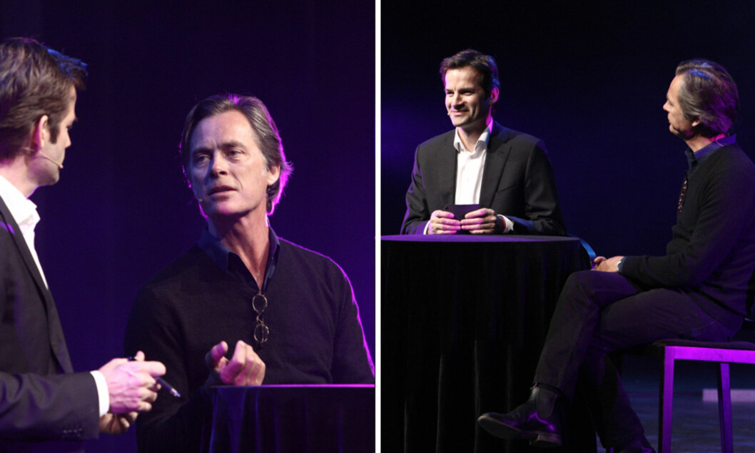 <strong>PÅ SCENEN:</strong> Konferansier Jon Almaas og allmennlege Jørgen Skavlan fskapte god stemning blant de 1200 deltagerne på KK-dagen. Foto: Per Ervland <strong>PÅ SCENEN:</strong> Konferansier Jon Almaas og allmennlege Jørgen Skavlan fskapte god stemning blant de 1200 deltagerne på KK-dagen. Foto: Per Ervland