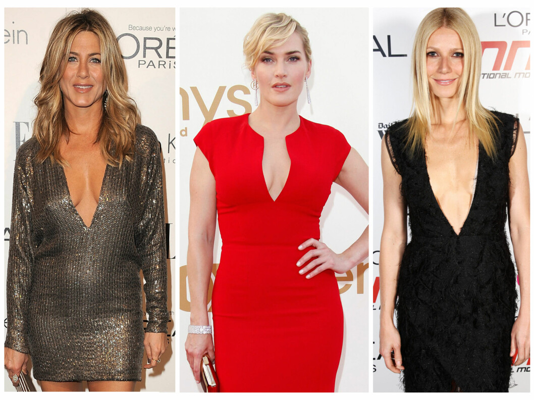 <strong>STJERNETREND:</strong> Også stjerner som Jennifer Aniston, Kate Winslet og Gwyneth Paltrow har slengt seg på trenden med dyp utringning det siste året. <strong>STJERNETREND:</strong> Også stjerner som Jennifer Aniston, Kate Winslet og Gwyneth Paltrow har slengt seg på trenden med dyp utringning det siste året.