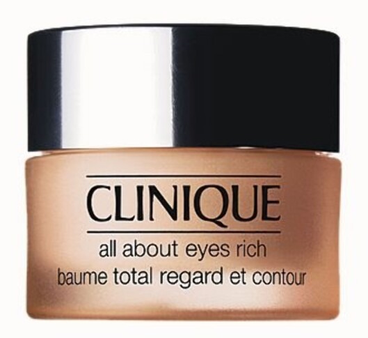 Clinique All About Eyes Rich er en rikere versjon av den kjente øyegeleen, og skal gi fukt, dempe hovenhet og mørke ringer (kr 285). Clinique All About Eyes Rich er en rikere versjon av den kjente øyegeleen, og skal gi fukt, dempe hovenhet og mørke ringer (kr 285).