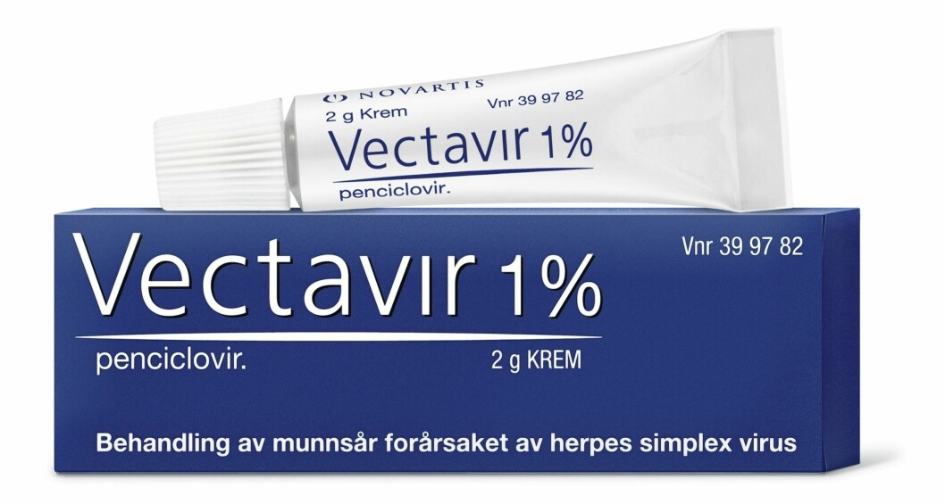 Middelet Vectavir mot munnsår er nå reseptfritt. Foto: Produsenten Middelet Vectavir mot munnsår er nå reseptfritt. Foto: Produsenten