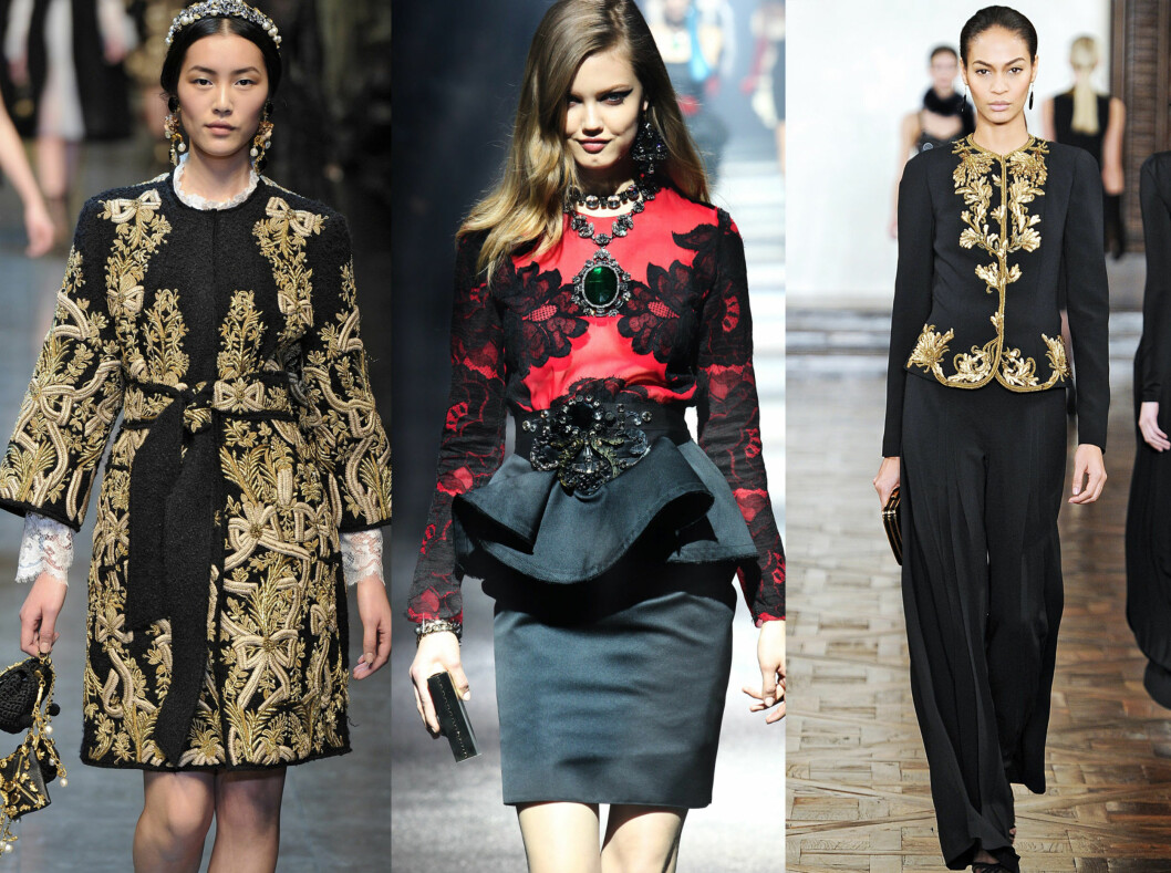 BAROKK: Dolce & Gabbana, Lanvin og Ralph Lauren. Foto: All Over Press BAROKK: Dolce & Gabbana, Lanvin og Ralph Lauren. Foto: All Over Press
