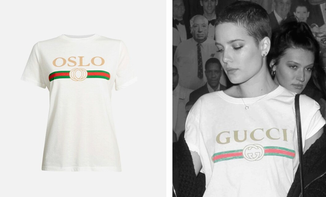 SE SÅ LIKE: Bik Boks t-skjorte til venstre ligner svært på den fra Gucci (t.h.) Foto: Produsenten, Scanpix SE SÅ LIKE: Bik Boks t-skjorte til venstre ligner svært på den fra Gucci (t.h.) Foto: Produsenten, Scanpix