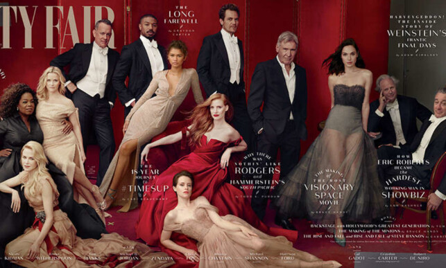 STJERNELAG: Coveret til Vanity Fairs Hollywood-utgave strekker seg rundt hele bladet. Foto: Faksimile av Vanity Fair STJERNELAG: Coveret til Vanity Fairs Hollywood-utgave strekker seg rundt hele bladet. Foto: Faksimile av Vanity Fair