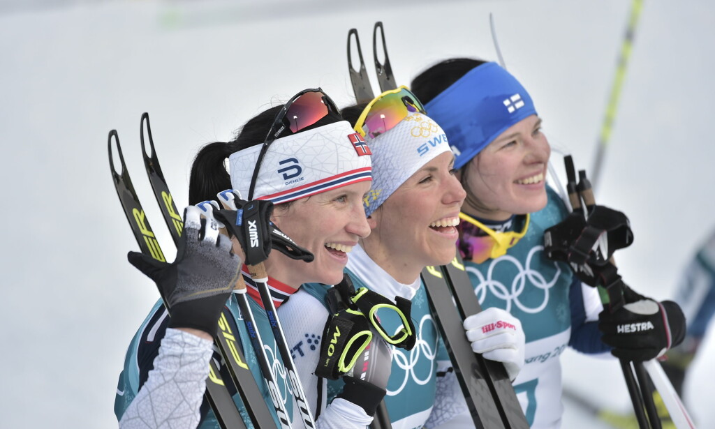 BARE NESTEN: Marit Bjørgen var sterk, men endte på andreplass. Her sammen med gullvinner Charlotte Kalla og Krista Parmakoski - dagens tredje beste i sporet. Foto: Bjørn Langsem / Dagbladet BARE NESTEN: Marit Bjørgen var sterk, men endte på andreplass. Her sammen med gullvinner Charlotte Kalla og Krista Parmakoski - dagens tredje beste i sporet. Foto: Bjørn Langsem / Dagbladet