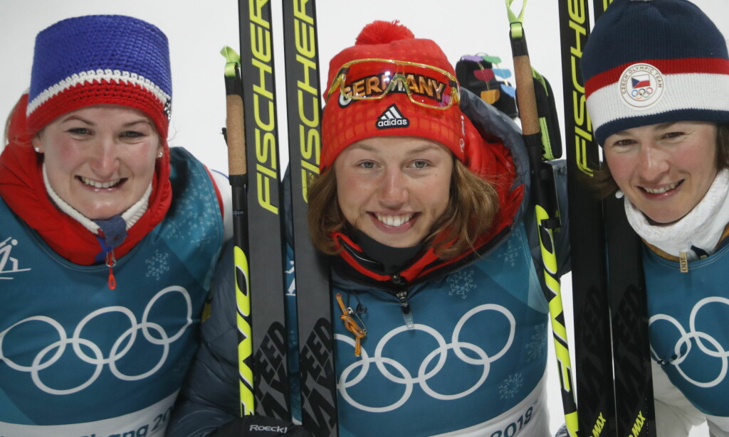 PALLEN: Marte Olsbu, Laura Dahlmeier, Veronika Vitkova. Foto: Bjørn Langsem / Dagbladet PALLEN: Marte Olsbu, Laura Dahlmeier, Veronika Vitkova. Foto: Bjørn Langsem / Dagbladet