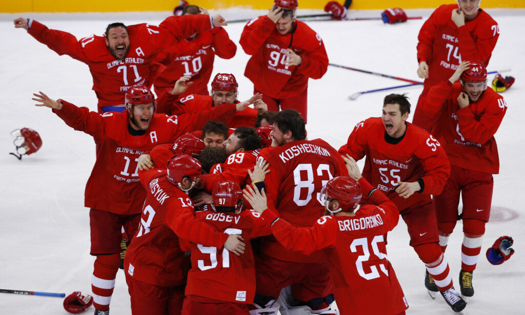 JUBEL: De russiske spillerne tok gull i hockey-OL. Foto: NTB Scanpix JUBEL: De russiske spillerne tok gull i hockey-OL. Foto: NTB Scanpix