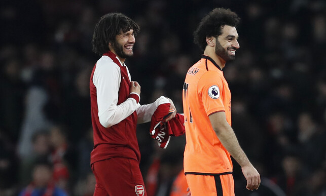 GODE VENNER: Arsenals Mohamed Elneny og Mohamed Salah. Foto: David Klein/Sportimage via PA Images/NTB Scanpix GODE VENNER: Arsenals Mohamed Elneny og Mohamed Salah. Foto: David Klein/Sportimage via PA Images/NTB Scanpix