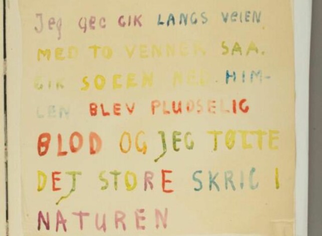 THE POET: This is one of several texts Munch wrote about the experience depicted in “The Scream”. PHOTO: The Munch Museum THE POET: This is one of several texts Munch wrote about the experience depicted in “The Scream”. PHOTO: The Munch Museum
