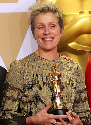 GJEV PRIS: Skuespiller Frances McDormand vant prisen for beste kvinnelige hovedrolle under årets Oscar-utdeling. Foto: NTB scanpix GJEV PRIS: Skuespiller Frances McDormand vant prisen for beste kvinnelige hovedrolle under årets Oscar-utdeling. Foto: NTB scanpix