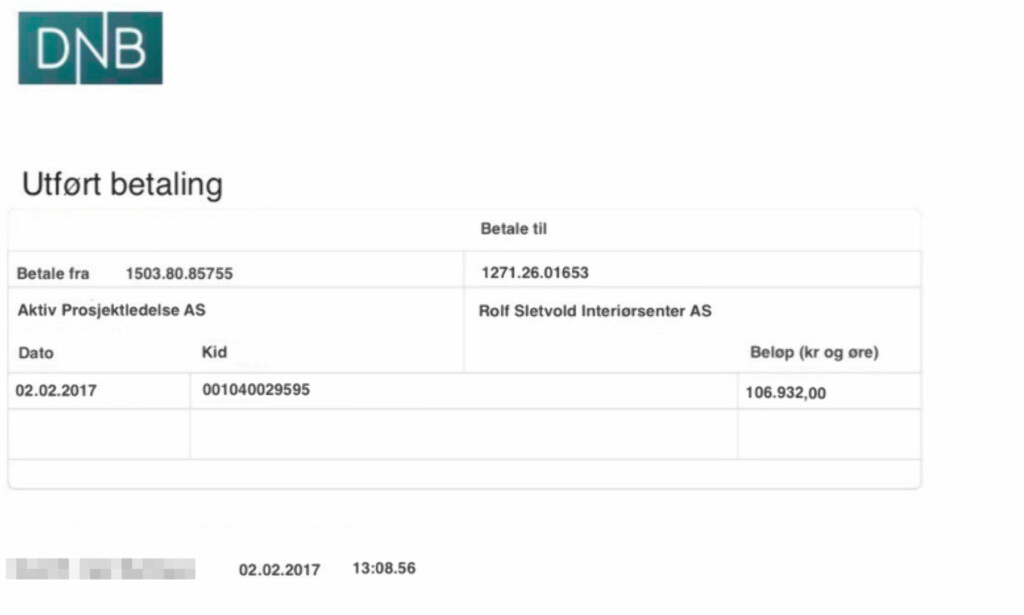 BETALINGSBEKREFTELSE: Denne betalingsbekreftelsen fikk interiørbutikken tilsendt. BETALINGSBEKREFTELSE: Denne betalingsbekreftelsen fikk interiørbutikken tilsendt.