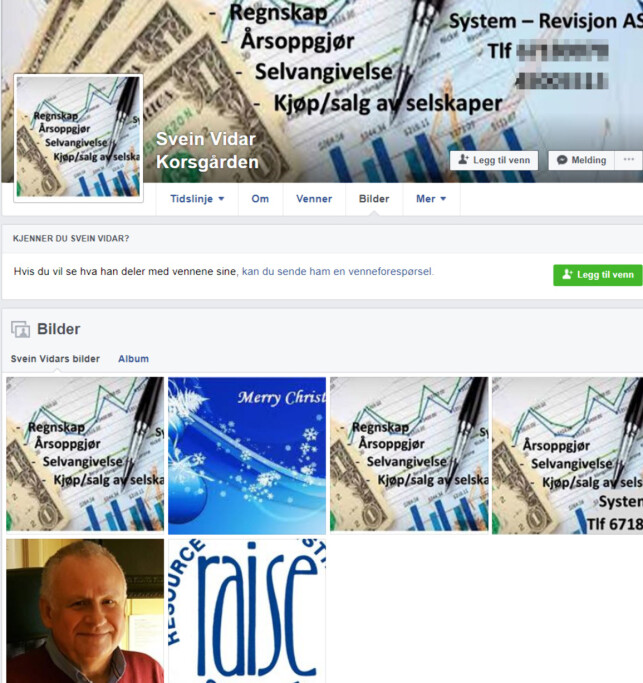 PÅ FACEBOOK: Korsgården informerer om tjenester han tilbyr. PÅ FACEBOOK: Korsgården informerer om tjenester han tilbyr.