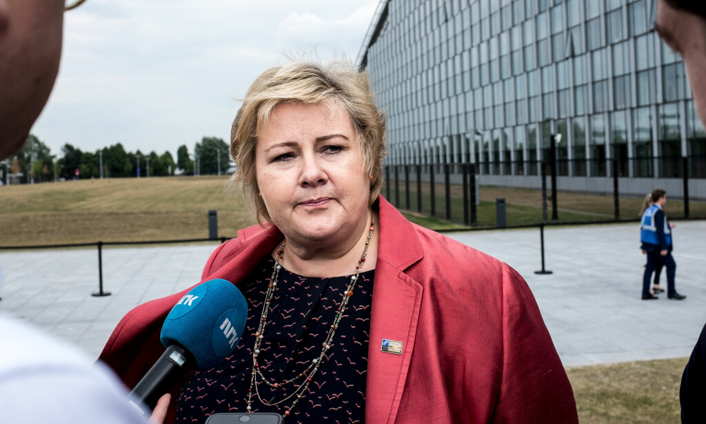 MØTET: - Trumps budskap var kort. Men han sa at han var veldig glad i både Nato og Europa, sier Erna Solberg om dagens møte med Nato-lederne. Foto: Jesper Nordahl Finsveen / Dagbladet MØTET: - Trumps budskap var kort. Men han sa at han var veldig glad i både Nato og Europa, sier Erna Solberg om dagens møte med Nato-lederne. Foto: Jesper Nordahl Finsveen / Dagbladet