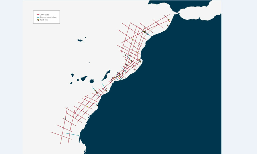 AVSLØRENDE: Kartet på bildet viser seismiske undersøkelser utenfor Vest-Sahara, og har fått Western Sahara Resource Network til å reagere kraftig. Foto: Screenshot fra Geoex webside. AVSLØRENDE: Kartet på bildet viser seismiske undersøkelser utenfor Vest-Sahara, og har fått Western Sahara Resource Network til å reagere kraftig. Foto: Screenshot fra Geoex webside.