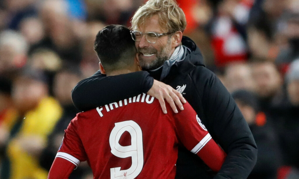 GODT FORHOLD: Liverpools Roberto Firmino og Liverpool-manager Jürgen Klopp. Foto: Reuters/Carl Recine/NTB Scanpix GODT FORHOLD: Liverpools Roberto Firmino og Liverpool-manager Jürgen Klopp. Foto: Reuters/Carl Recine/NTB Scanpix
