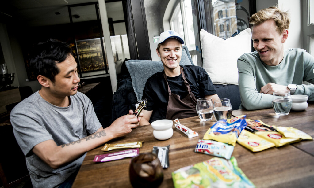 TESTPANELET: Björn Svennsson, Daniel Hasvold Jung og Fredrik Hettervik fra Michelin-restauranten Galt har testet godteri for Dagbladet. TESTPANELET: Björn Svennsson, Daniel Hasvold Jung og Fredrik Hettervik fra Michelin-restauranten Galt har testet godteri for Dagbladet.