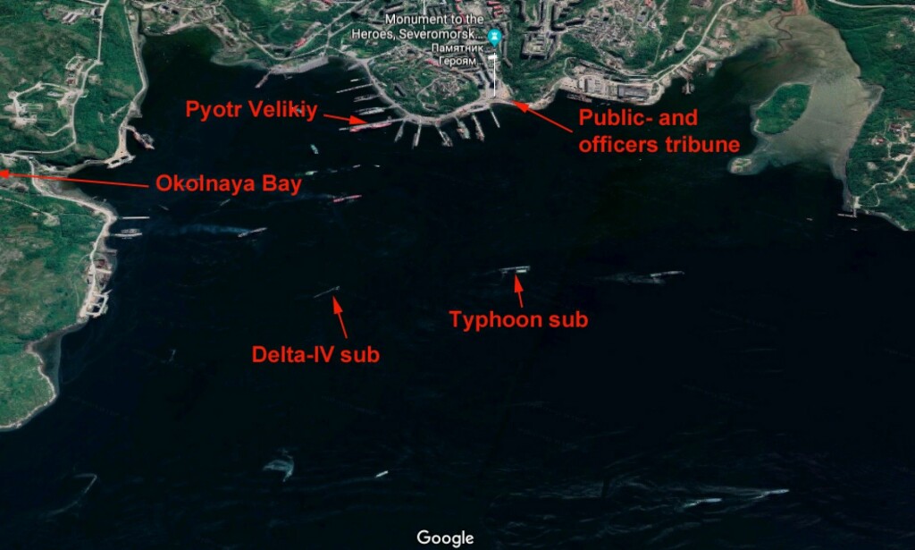 Satellittbilde fra Marinens Dag i Severomorsk, 2018. Satellittbilde fra Marinens Dag i Severomorsk, 2018.
