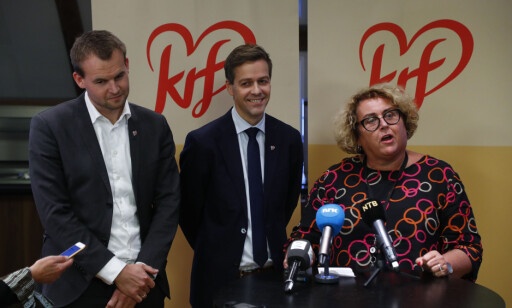 DELT: KrFs ledelse er enige om sakene partiet skal prioritere, men uenige i hvordan de skal få gjennomslag. Knut Arild Hareide vil søke regjeringsmakte med Ap og Sp, mens nestlederne Kjell Ingolf Ropstad og Olaug Bollestad vil inn i dagens regjering. Foto: Heiko Junge / NTB scanpix DELT: KrFs ledelse er enige om sakene partiet skal prioritere, men uenige i hvordan de skal få gjennomslag. Knut Arild Hareide vil søke regjeringsmakte med Ap og Sp, mens nestlederne Kjell Ingolf Ropstad og Olaug Bollestad vil inn i dagens regjering. Foto: Heiko Junge / NTB scanpix