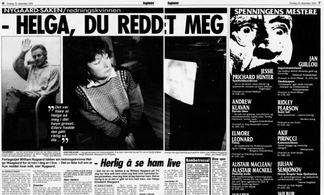 - DU REDDET MEG: William Nygaard takket sin redningskvinne i et intervju med Dagbladet i desember i 1993. Foto: Faksimile Dagbladet - DU REDDET MEG: William Nygaard takket sin redningskvinne i et intervju med Dagbladet i desember i 1993. Foto: Faksimile Dagbladet