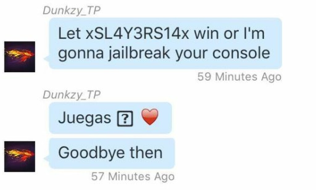 Meldingen som begynner med Juegas er tydeligvis alt som skal til for å knekke PlayStation 4 helt. Foto: NordLon/Imgur Meldingen som begynner med Juegas er tydeligvis alt som skal til for å knekke PlayStation 4 helt. Foto: NordLon/Imgur
