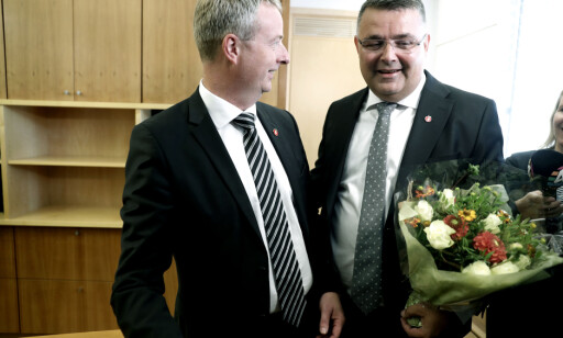 STATSRÅD: Kjell-Børge Freiberg fikk nøkkelen til Olje- og energidepartementet fra tidligere minister Terje Søviknes i august.
Foto: Berit Roald / NTB scanpix STATSRÅD: Kjell-Børge Freiberg fikk nøkkelen til Olje- og energidepartementet fra tidligere minister Terje Søviknes i august.
Foto: Berit Roald / NTB scanpix